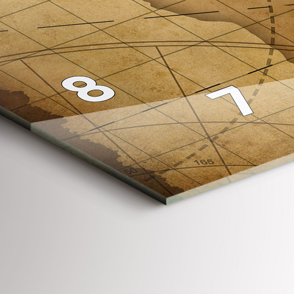 Horizontální hodiny na skle Vintage mapa světa