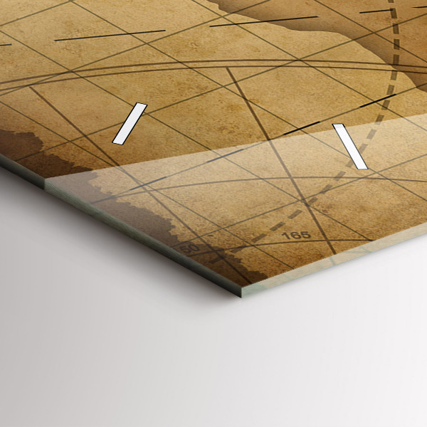 Horizontální hodiny na skle Vintage mapa světa