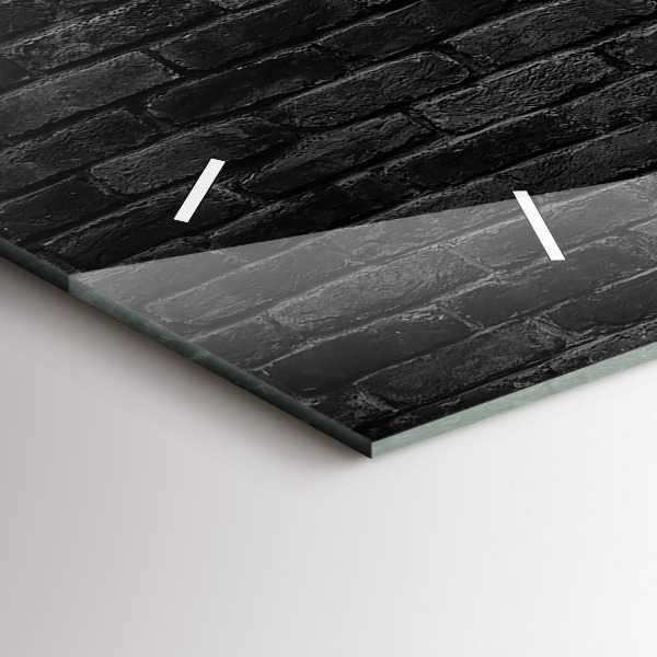 Horizontální hodiny na skle Tmavá cihlová zeď