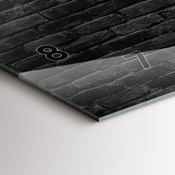 Horizontální hodiny na skle Tmavá cihlová zeď