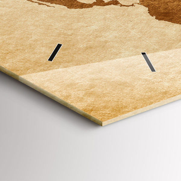 Horizontální hodiny na skle Mapa světa ve starém stylu