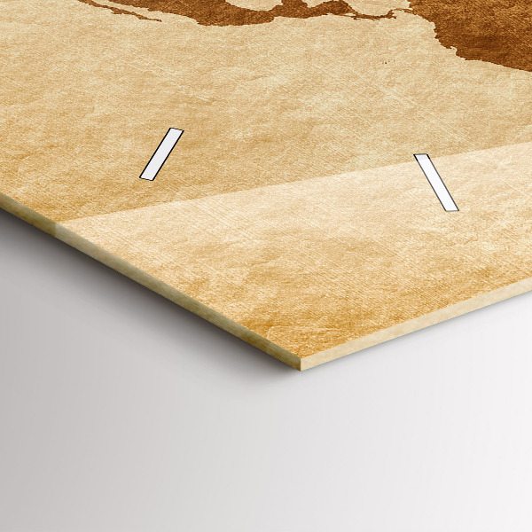 Horizontální hodiny na skle Mapa světa ve starém stylu