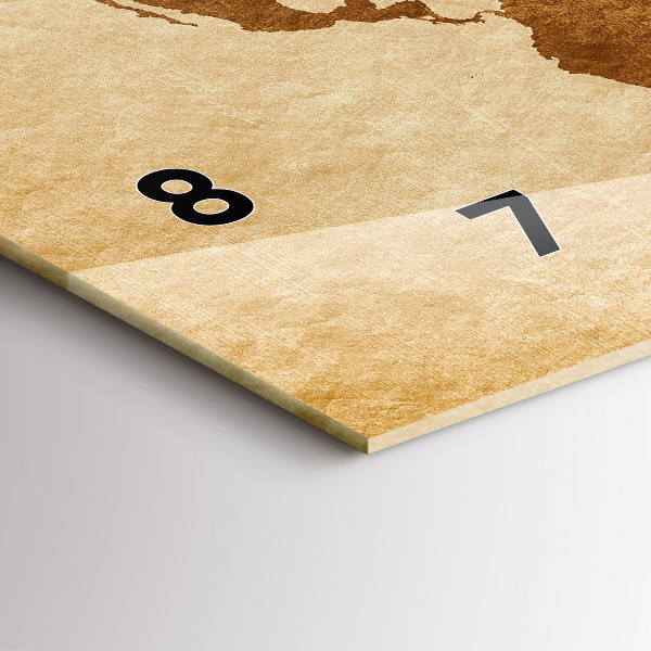 Horizontální hodiny na skle Mapa světa ve starém stylu