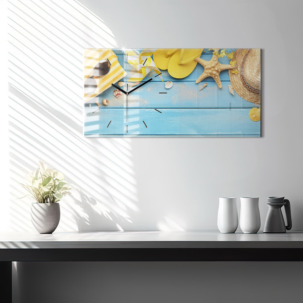 Horizontální hodiny na skle Plážové doplňky