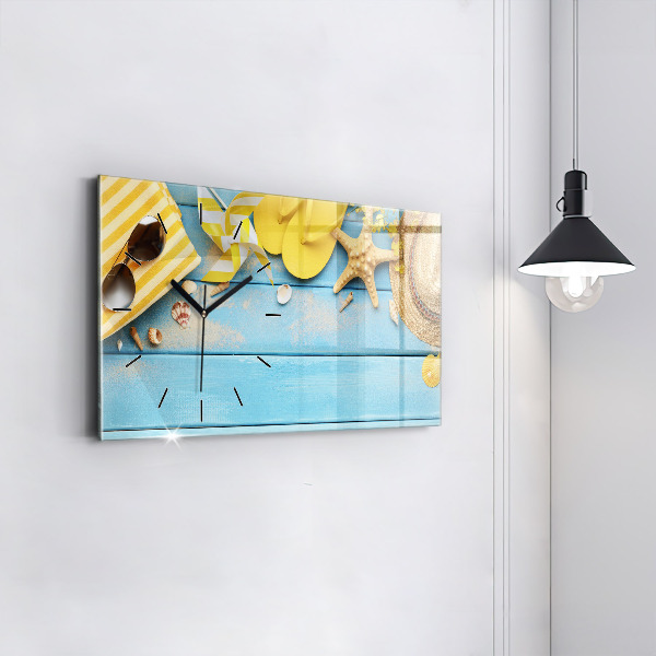 Horizontální hodiny na skle Plážové doplňky