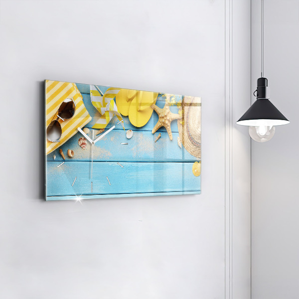 Horizontální hodiny na skle Plážové doplňky