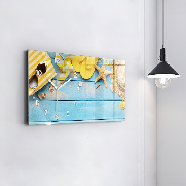 Horizontální hodiny na skle Plážové doplňky