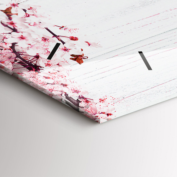 Horizontální hodiny na skle Jarní květiny