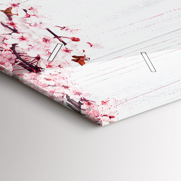 Horizontální hodiny na skle Jarní květiny