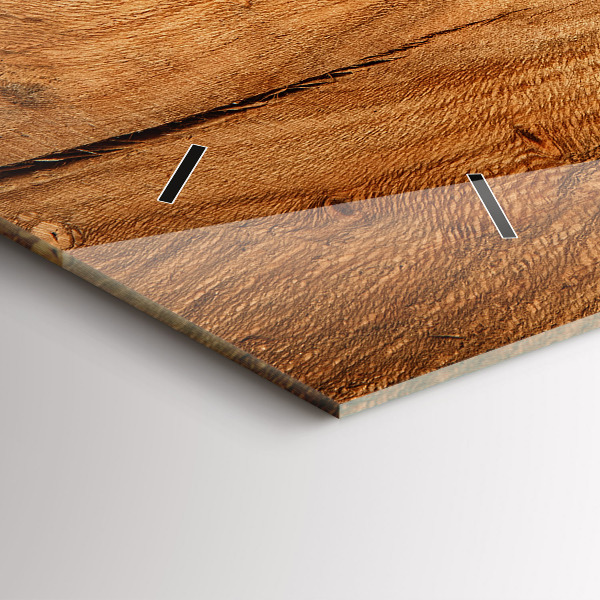 Horizontální hodiny na skle Textura dřeva