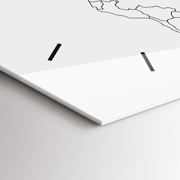 Horizontální hodiny na skle Obrysová mapa světa