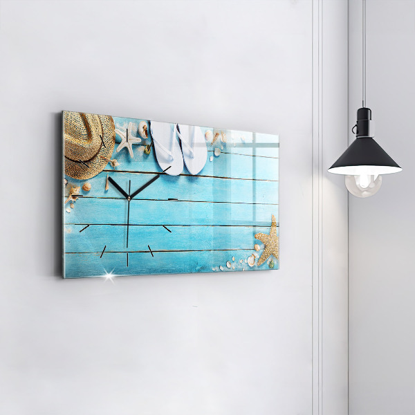 Horizontální hodiny na skle Prázdninové doplňky