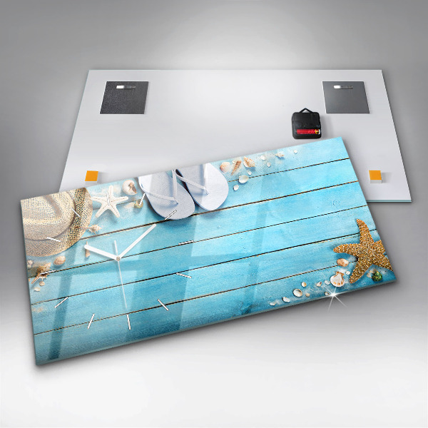 Horizontální hodiny na skle Prázdninové doplňky