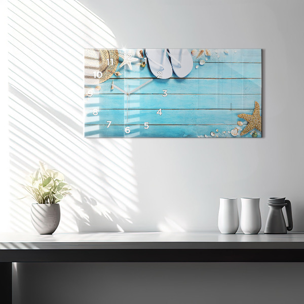 Horizontální hodiny na skle Prázdninové doplňky