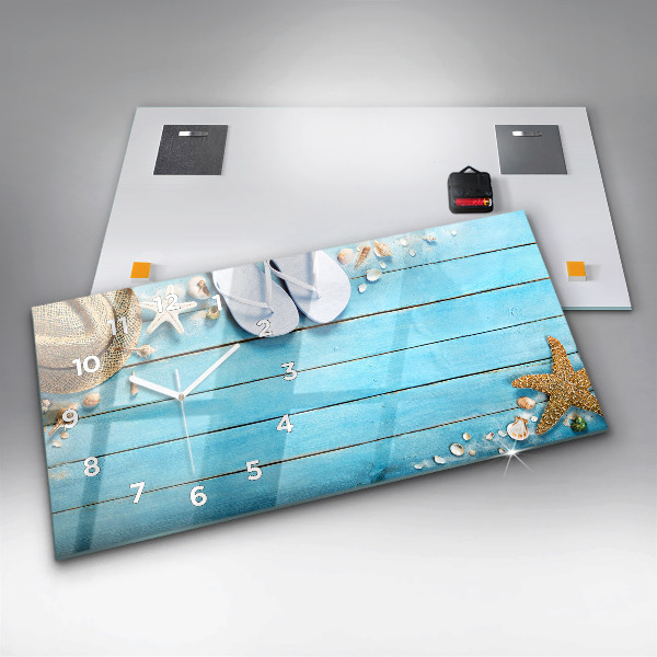 Horizontální hodiny na skle Prázdninové doplňky