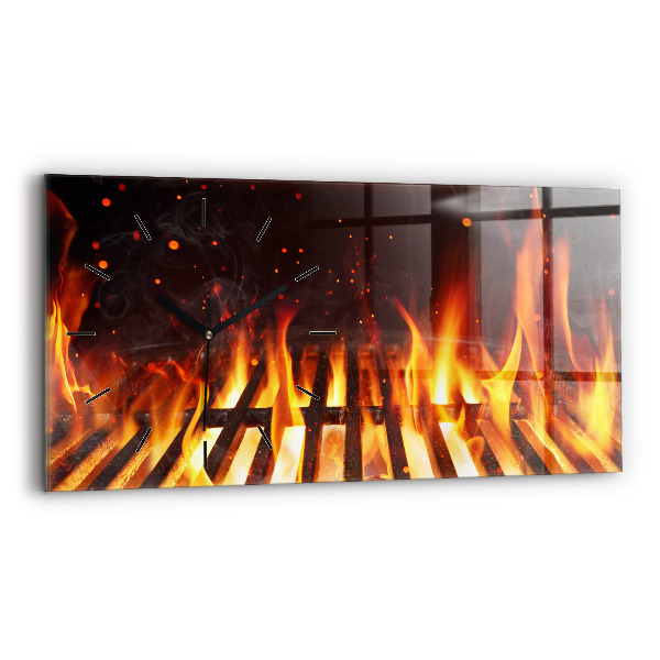 Horizontální hodiny na skle Grilování