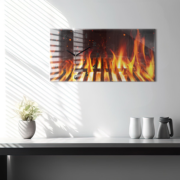 Horizontální hodiny na skle Grilování