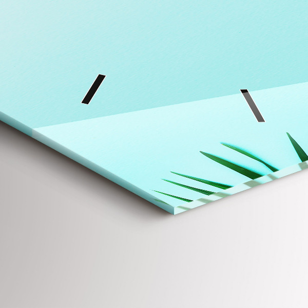 Horizontální skleněné hodiny na stěnu Palmové listy