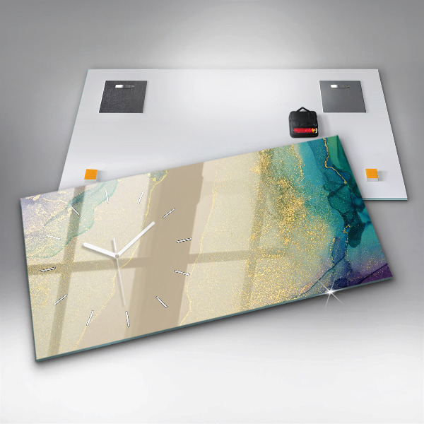 Horizontální skleněné hodiny na stěnu Elegantní abstrakce