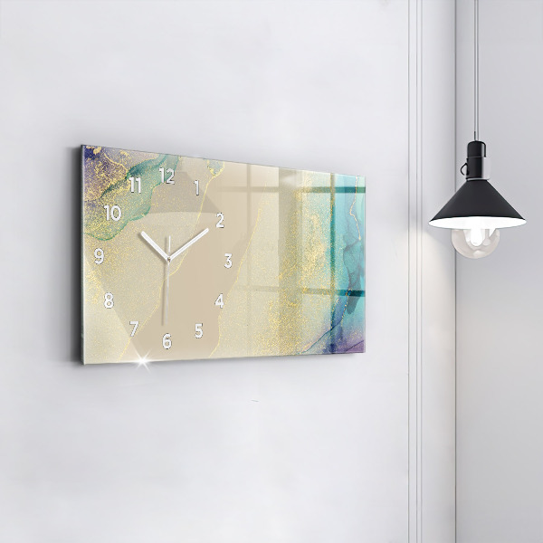 Horizontální skleněné hodiny na stěnu Elegantní abstrakce
