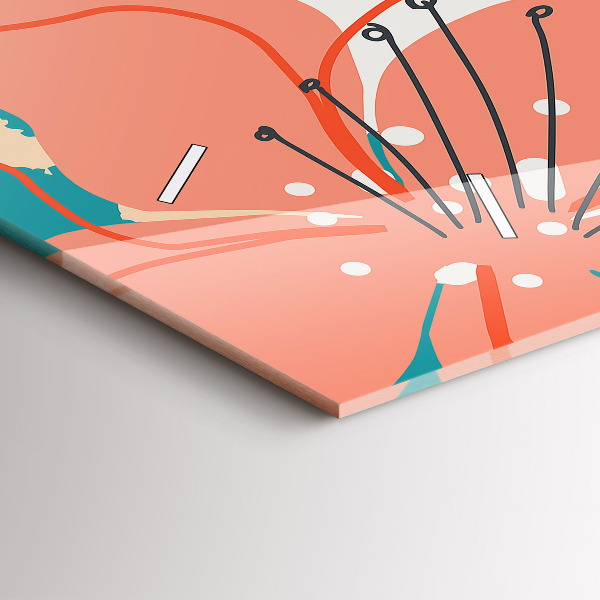 Horizontální skleněné hodiny na stěnu Havajské rostliny