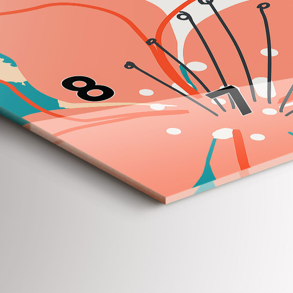 Horizontální skleněné hodiny na stěnu Havajské rostliny