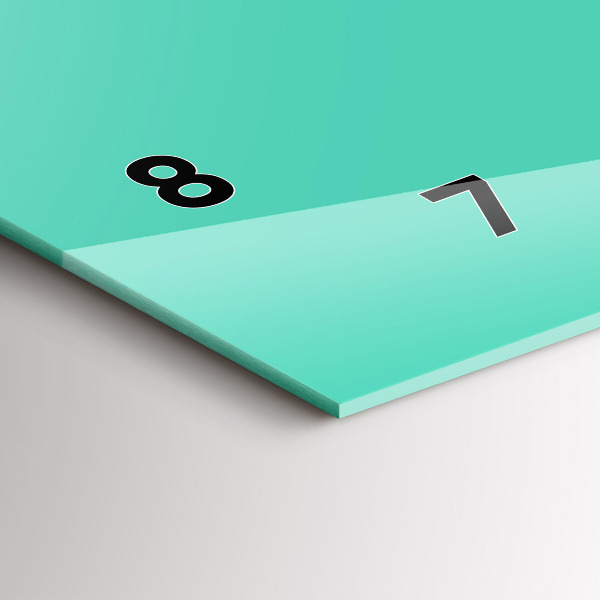 Horizontální skleněné hodiny na stěnu Barva tyrkysová