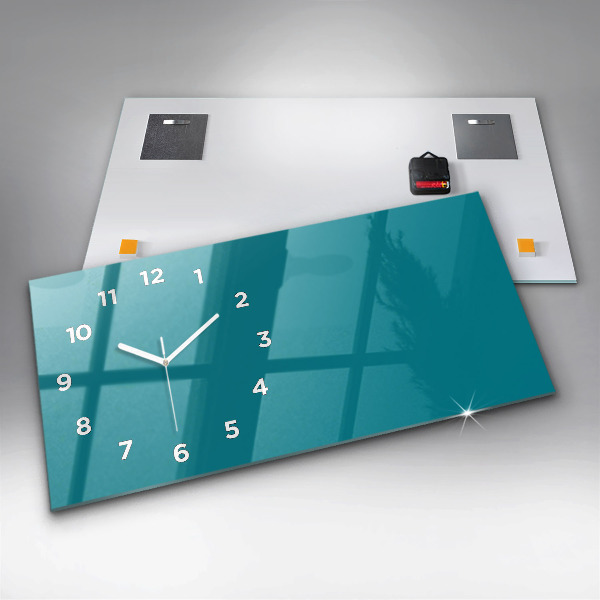 Horizontální skleněné hodiny na stěnu Námořnická barva