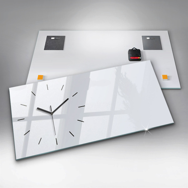 Horizontální skleněné hodiny na stěnu Barva tmavě bílá