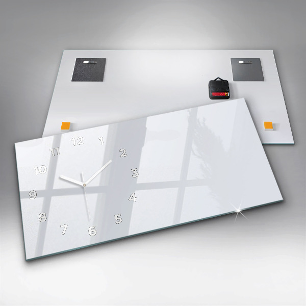 Horizontální skleněné hodiny na stěnu Barva tmavě bílá