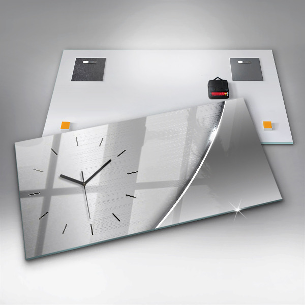 Horizontální skleněné hodiny na stěnu Stříbrný vzor