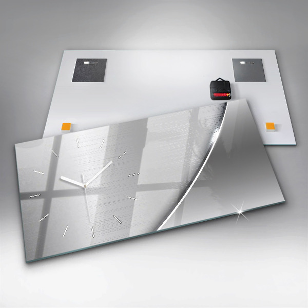 Horizontální skleněné hodiny na stěnu Stříbrný vzor