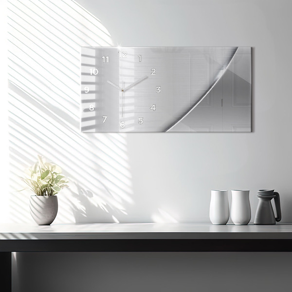 Horizontální skleněné hodiny na stěnu Stříbrný vzor