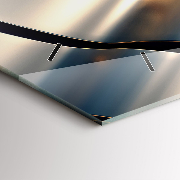 Horizontální skleněné hodiny na stěnu Stříbrný vzor