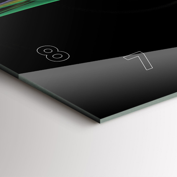 Horizontální skleněné hodiny na stěnu Zelená abstrakce