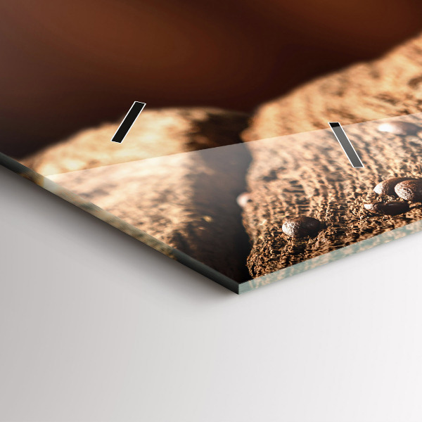 Horizontální skleněné hodiny na stěnu Šálek kávy