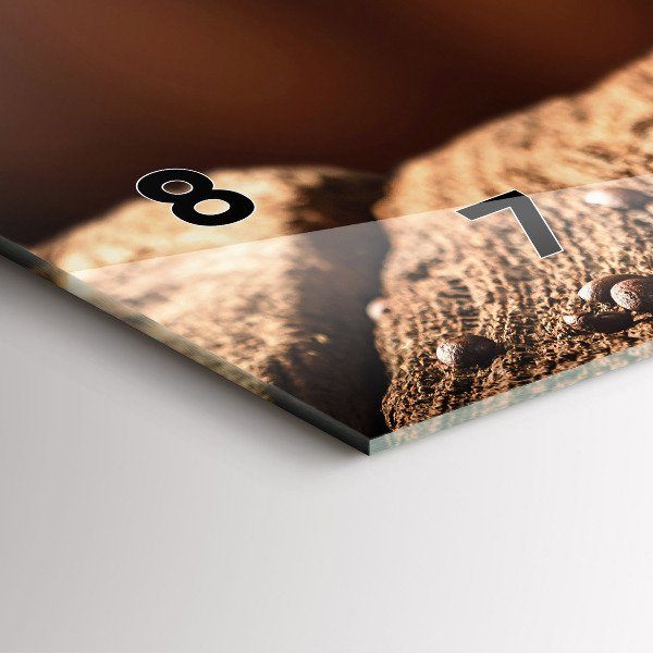 Horizontální skleněné hodiny na stěnu Šálek kávy