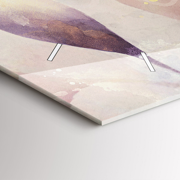 Horizontální skleněné hodiny na stěnu Abstraktní boho listy