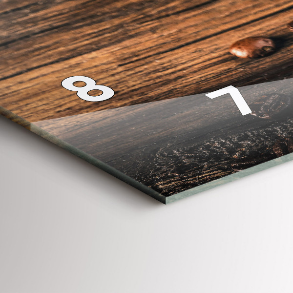 Horizontální skleněné hodiny na stěnu Šálek a kávová zrna