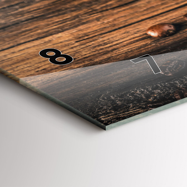 Horizontální skleněné hodiny na stěnu Šálek a kávová zrna