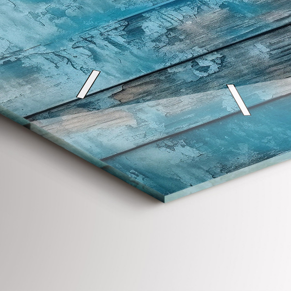 Horizontální skleněné hodiny na stěnu Modré desky