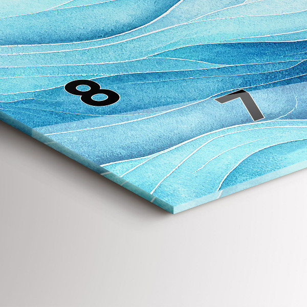 Horizontální skleněné hodiny na stěnu Modré mraky