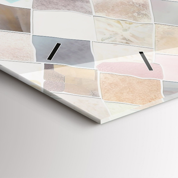 Horizontální skleněné hodiny na stěnu Barevné dlaždice