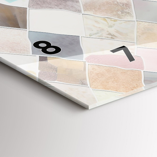 Horizontální skleněné hodiny na stěnu Barevné dlaždice