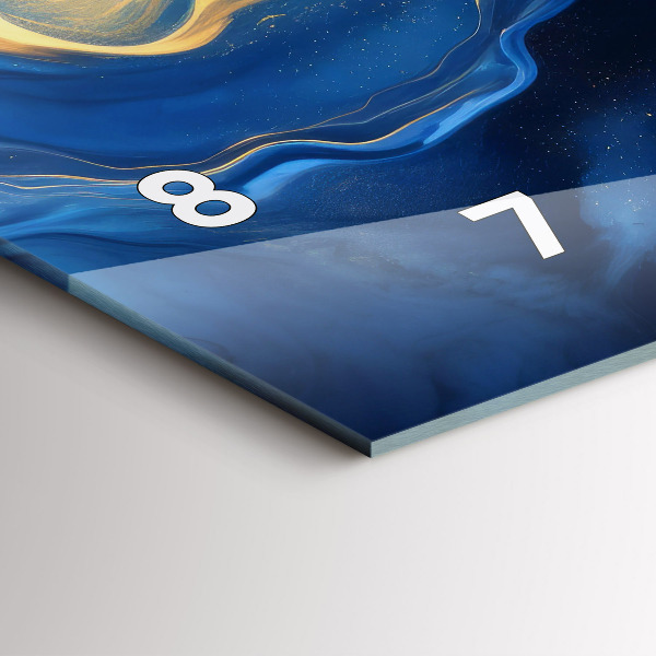 Horizontální skleněné hodiny na stěnu Modrý mramor