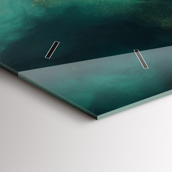 Horizontální skleněné hodiny na stěnu Zelený mramor