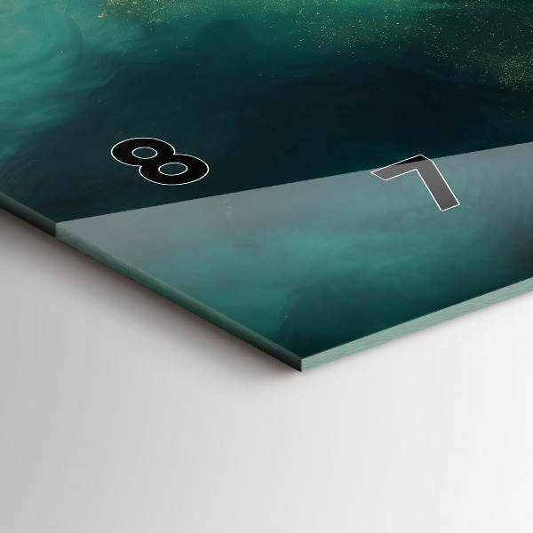 Horizontální skleněné hodiny na stěnu Zelený mramor