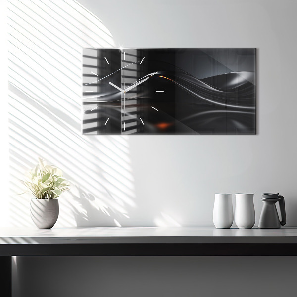 Horizontální skleněné hodiny na stěnu Abstraktní