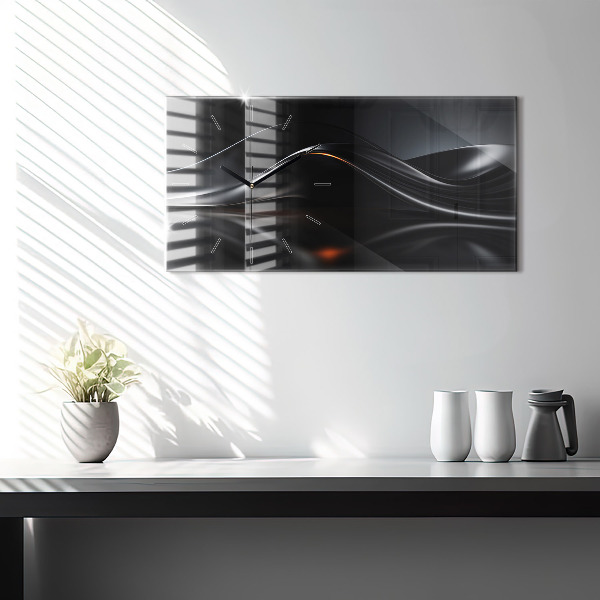 Horizontální skleněné hodiny na stěnu Abstraktní