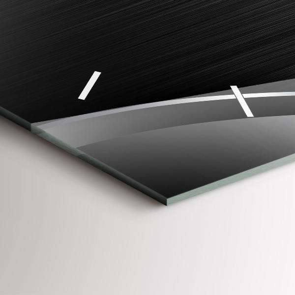 Horizontální skleněné hodiny na stěnu Černé a stříbrné linie